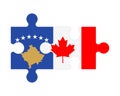 Puzzle of flags of Kosovo and Canada, vector