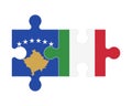 Puzzle of flags of Kosovo and Italy, vector