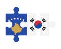 Puzzle of flags of Kosovo and South Korea, vector