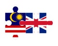 Puzzle of flags of Malaysia and United Kingdom, vector