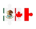 Puzzle of flags of Mexico and Canada, vector