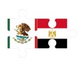 Puzzle of flags of Mexico and Egypt, vector