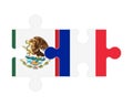 Puzzle of flags of Mexico and France, vector