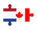 Puzzle of flags of Netherlands and Canada, vector