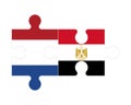 Puzzle of flags of Netherlands and Egypt, vector