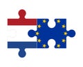 Puzzle of flags of Netherlands and European Union, vector