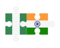 Puzzle of flags of Nigeria and India, vector Royalty Free Stock Photo