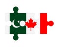 Puzzle of flags of Pakistan and Canada, vector