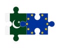 Puzzle of flags of Pakistan and European Union, vector