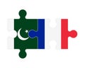 Puzzle of flags of Pakistan and France , vector