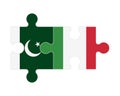 Puzzle of flags of Pakistan and Italy, vector
