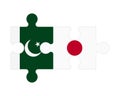 Puzzle of flags of Pakistan and Japan, vector