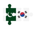 Puzzle of flags of Pakistan and South Korea, vector