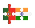 Puzzle of flags of Portugal and India, vector