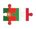 Puzzle of flags of Portugal and Italy, vector