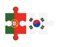 Puzzle of flags of Portugal and South Korea, vector
