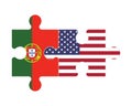 Puzzle of flags of Portugal and US, vector
