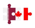 Puzzle of flags of Qatar and Canada, vector