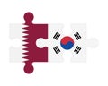 Puzzle of flags of Qatar and South Korea, vector