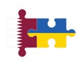 Puzzle of flags of Qatar and Ukraine, vector