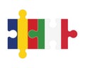 Puzzle of flags of Romania and Italy, vector