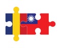 Puzzle of flags of Romania and Taiwan, vector