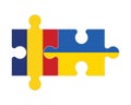 Puzzle of flags of Romania and Ukraine, vector