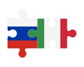 Puzzle of flags of Russia and Italy, vector Royalty Free Stock Photo