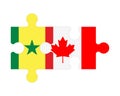 Puzzle of flags of Senegal and Canada, vector