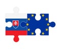Puzzle of flags of Slovakia and European Union, vector