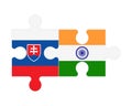 Puzzle of flags of Slovakia and India, vector