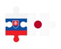 Puzzle of flags of Slovakia and Japan, vector