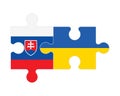 Puzzle of flags of Slovakia and Ukraine, vector