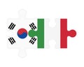 Puzzle of flags of South Korea and Italy, vector