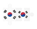 Puzzle of flags of South Korea and South Korea, vector