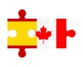 Puzzle of flags of Spain and Canada, vector