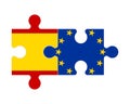 Puzzle of flags of Spain and European Union, vector