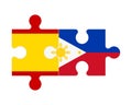 Puzzle of flags of Spain and Philippines, vector