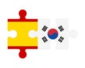 Puzzle of flags of Spain and South Korea, vector