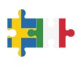 Puzzle of flags of Sweden and Italy, vector