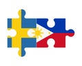 Puzzle of flags of Sweden and Philippines, vector
