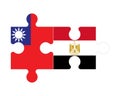 Puzzle of flags of Taiwan and Egypt, vector