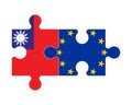 Puzzle of flags of Taiwan and European Union, vector