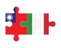 Puzzle of flags of Taiwan and Italy, vector
