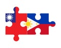 Puzzle of flags of Taiwan and Philippines, vector