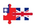 Puzzle of flags of Taiwan and United Kingdom, vector
