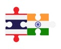 Puzzle of flags of Thailand and India, vector