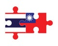 Puzzle of flags of Thailand and Taiwan, vector Royalty Free Stock Photo