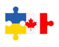 Puzzle of flags of Ukraine and Canada, vector