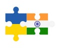 Puzzle of flags of Ukraine and India, vector